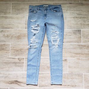 Levi's 711 Skinny Destroyed Front Light Wash Jeans 32